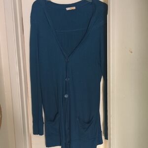 C&C California Teal Blue Green Hooded Soft Cardigan L Large